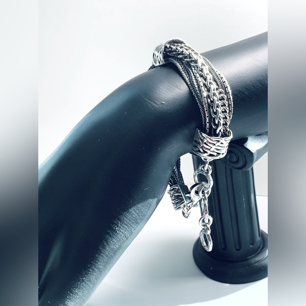 Silpada Sterling TALK OF THE TOWN Mixed Chain 3-Station Bali-Inspired Bracelet - Picture 3 of 16